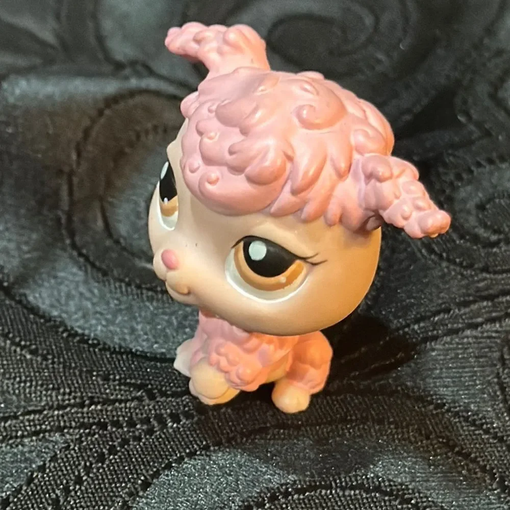 Littlest Pet Shop LPS #402 Pink French Poodle Puppy Dog with Brown Dot Eyes